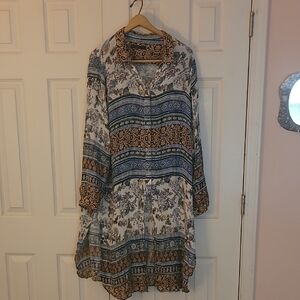 Bohemian Patterned Long Sleeve Dress